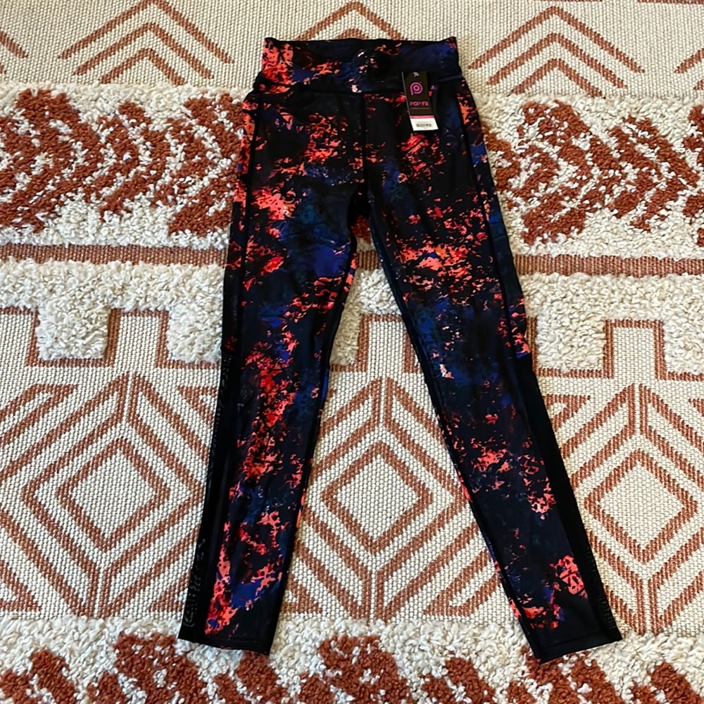 Galaxy Leggings with Mesh Cutouts